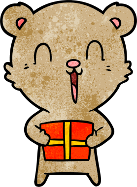 Bir insan tarafından çizilmiş mutlu bir çizgi film ayısı.