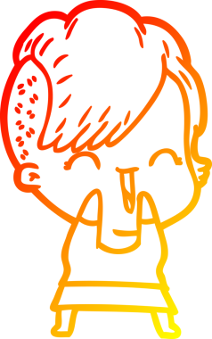 Bir insan tarafından çizilen mutlu bir hipster kızın çizgi çizimi.