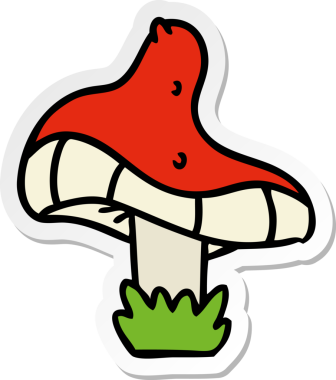 Bir insan tarafından çizilmiş tek bir mantarın el çizimi karikatürü.