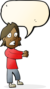 Bir insan tarafından çizilen konuşma baloncuğuyla adamı şok eden çizgi film.