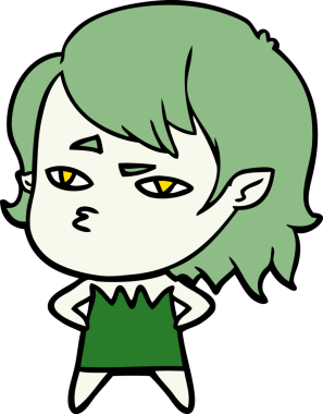 Bir insan tarafından çizilmiş vampir kız çizgi filmi.