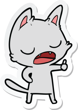 Bir insan tarafından çizilmiş konuşan kedi karikatürü.