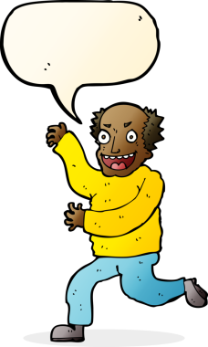 Bir insan tarafından çizilmiş konuşma balonlu kötü yaşlı adam çizgi filmi.