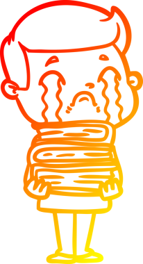 Bir insan tarafından çizilmiş ağlayan bir çizgi film karakteri çizimi.