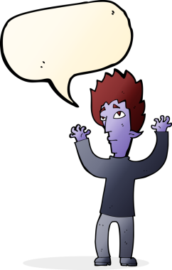 Bir insan tarafından çizilen konuşma baloncuğuyla pes eden vampir çizgi filmi.