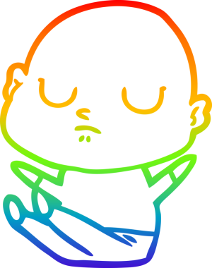 Gökkuşağı gradyan çizgisi bir insan tarafından çizilmiş kel bir adamın çizimi