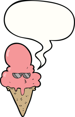 Bir insan tarafından çizilmiş konuşma balonlu karikatür dondurması.