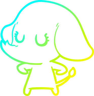 Bir insan tarafından çizilmiş şirin bir filin soğuk gradyan çizgisi