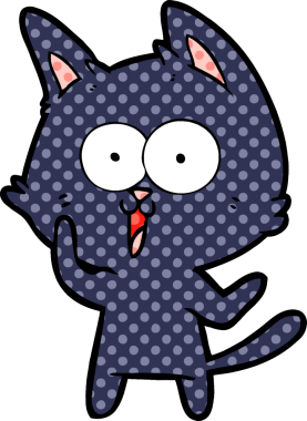 Bir insan tarafından çizilmiş komik çizgi film kedisi.