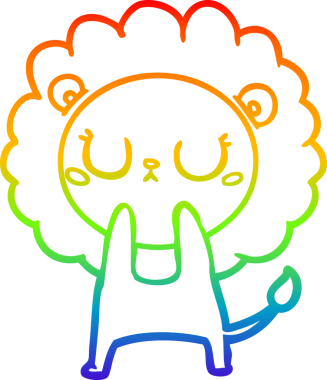 gökkuşağı gradyan çizgi çizimi bir insan tarafından çizilmiş bir aslan