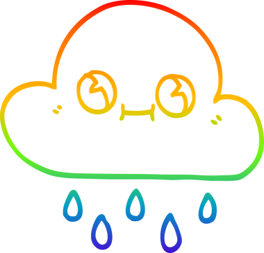 Bir insan tarafından çizilen yağmur bulutunun gökkuşağı gradyanı çizimi