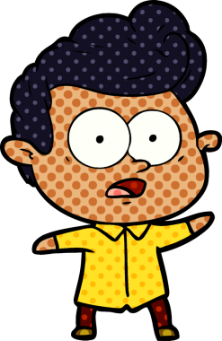 Bir insan tarafından çizilmiş çizgi film bakışlı adam.