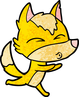 Bir insan tarafından çizilmiş tilki çizgi film karakteri