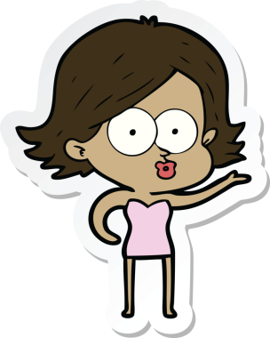 Bir insan tarafından çizilmiş somurtkan bir çizgi film kızının çıkartması.