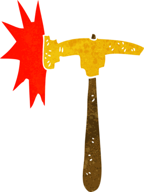 Bir insan tarafından çizilmiş karton çekiç.