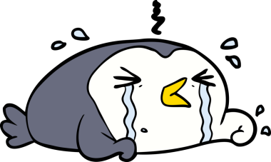 Bir insan tarafından çizilmiş ağlayan penguen çizgi filmi.