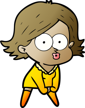 Çizgi film kızı somurtuyor bir insan tarafından