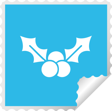 Bir insan tarafından çizilmiş kutsal bir Noel 'in kare soyulmuş çıkartması.