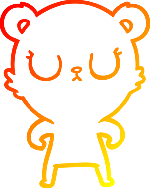 Bir insan tarafından çizilmiş barışçıl bir ayının sıcak çizgi çizgisi.