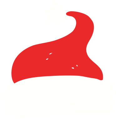 Bir insan tarafından çizilen noel şapkasının düz renk çizimi