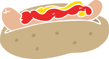 Bir insan tarafından çizilmiş düz renkli bir sosisli.