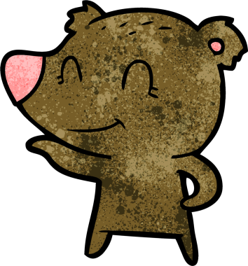 Bir insan tarafından çizilmiş dost canlısı ayı çizgi filmi.