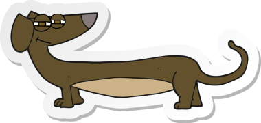 Bir insan tarafından çizilmiş bir dachshund karikatürü.