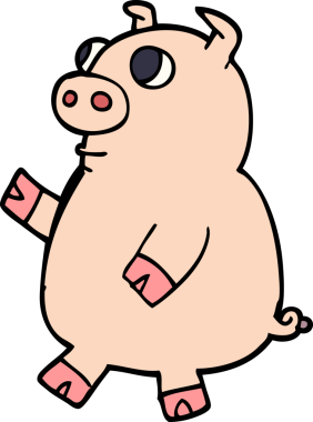 Bir insan tarafından çizilmiş komik domuz.