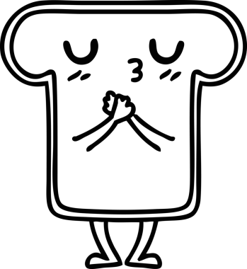 Bir insan tarafından çizilmiş şirin bir ekmek dilimi ya da tost.