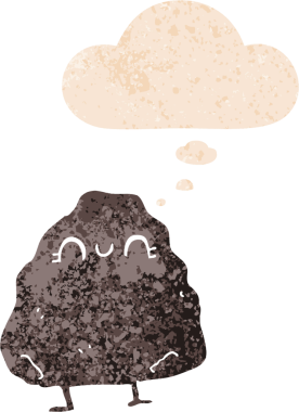 Düşünce baloncuklu karikatür bir insan tarafından çizilmiş grunge sıkıntılı retro tarzı