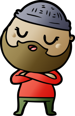 Bir insan tarafından çizilmiş sakallı bir çizgi film adamı.