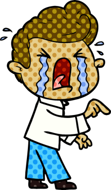 Bir insan tarafından çizilmiş ağlayan bir karikatür.