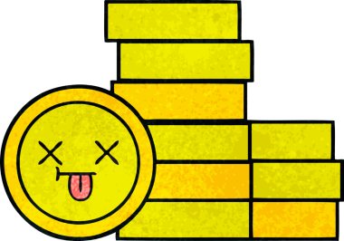 Bir insan tarafından çizilmiş eski grunge desenli bozuk paraların karikatürü