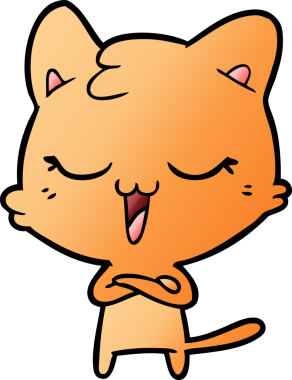 Bir insan tarafından çizilmiş mutlu çizgi film kedisi.