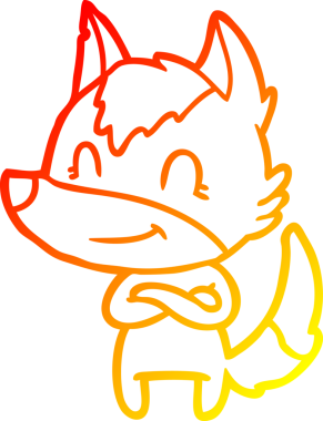 Bir insan tarafından çizilmiş dost canlısı bir kurt çizgi çizimi.