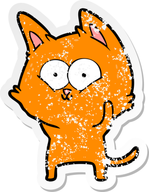 Bir insan tarafından çizilmiş karikatür bir kedinin sıkıntılı çıkartması.