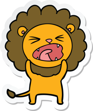 Bir insan tarafından çizilmiş karikatür aslanının çıkartması.