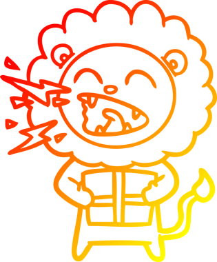 Bir insan tarafından çizilmiş kükreyen bir aslanın sıcak çizgi çizimi.