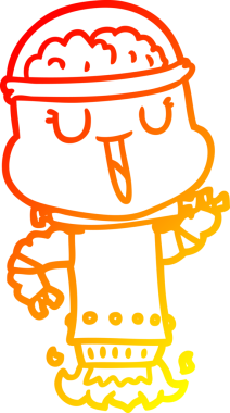 Bir insan tarafından çizilen mutlu çizgi film robotunun sıcak çizgi çizimi