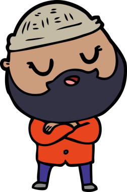 Bir insan tarafından çizilmiş sakallı bir çizgi film adamı.