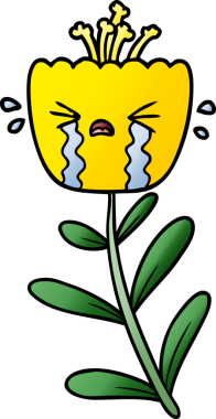 Bir insan tarafından çizilmiş ağlayan bir çiçek.