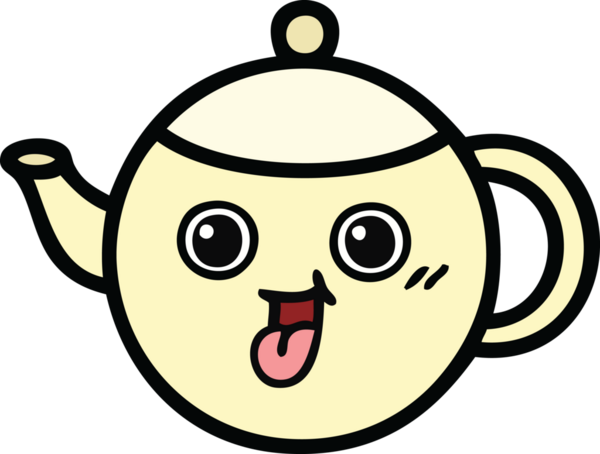 Bir insan tarafından çizilmiş çay demliği karikatürü.