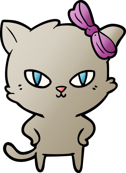 Bir insan tarafından çizilmiş sevimli çizgi film kedisi.