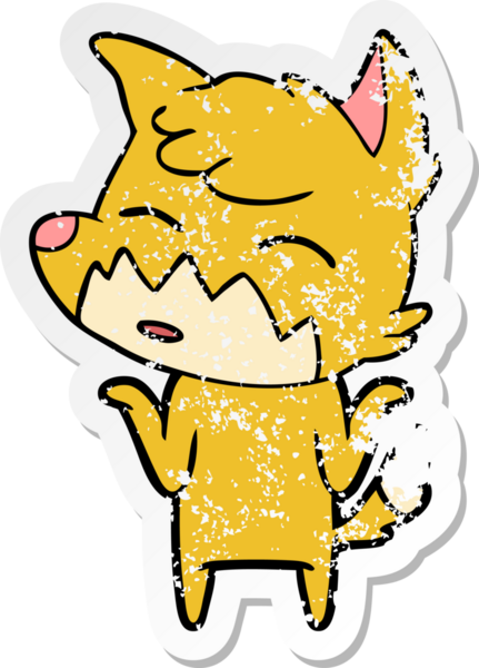 Bir insan tarafından çizilmiş tilki çizgi filminin sıkıntılı çıkartması.