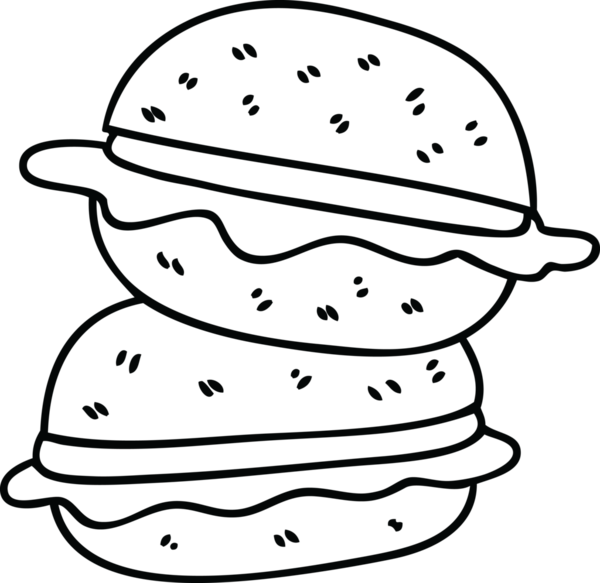 Bir insan tarafından çizilmiş garip bir sebze burger çizgi filmi.