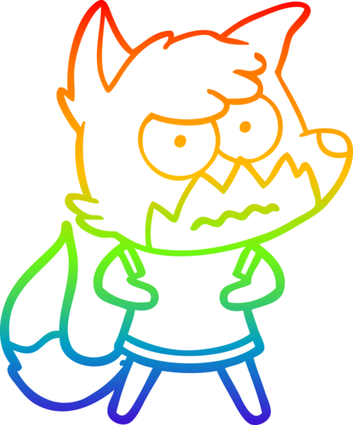 Gökkuşağı gradyan çizgi çizimi bir insan tarafından çizilmiş bir tilki