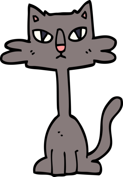 Bir insan tarafından çizilmiş komik bir kedi.