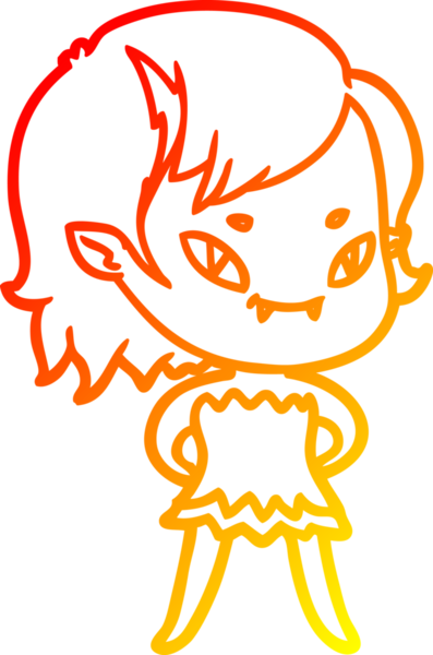 Bir insan tarafından çizilmiş bir vampir kızın sıcak çizgi çizimi.