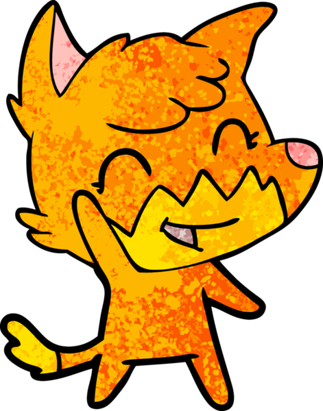 Bir insan tarafından çizilmiş mutlu çizgi film tilkisi.