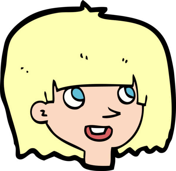 Bir insan tarafından çizilmiş mutlu kadın yüzü.